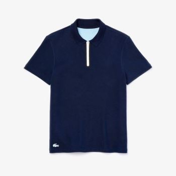 Lacoste Zippered Collar Regular Fit Reversible Piqué Polo Pánské - Polo Tmavě Blankyt Blankyt / Blan